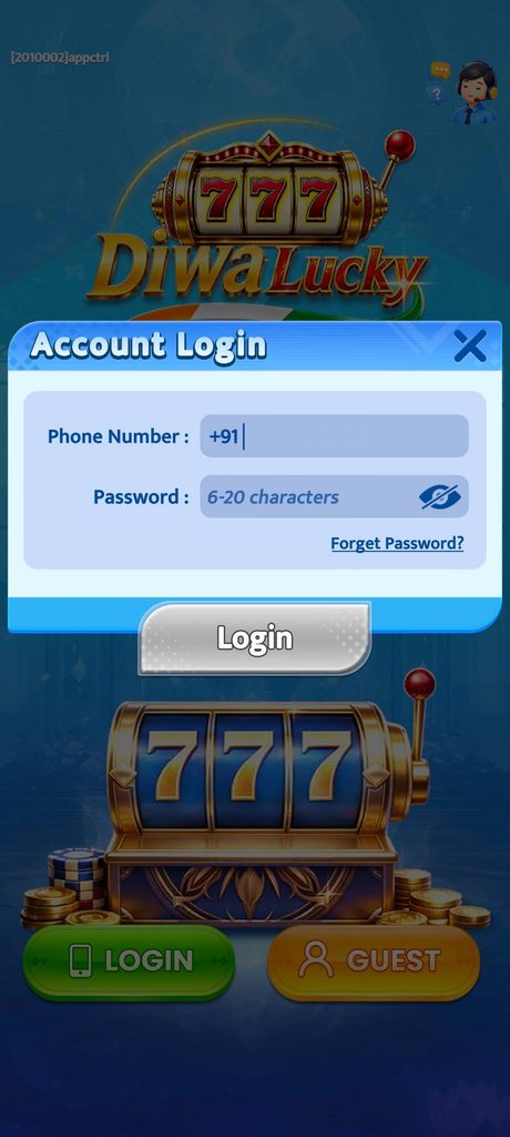 How do I login to Diwa Lucky App?
